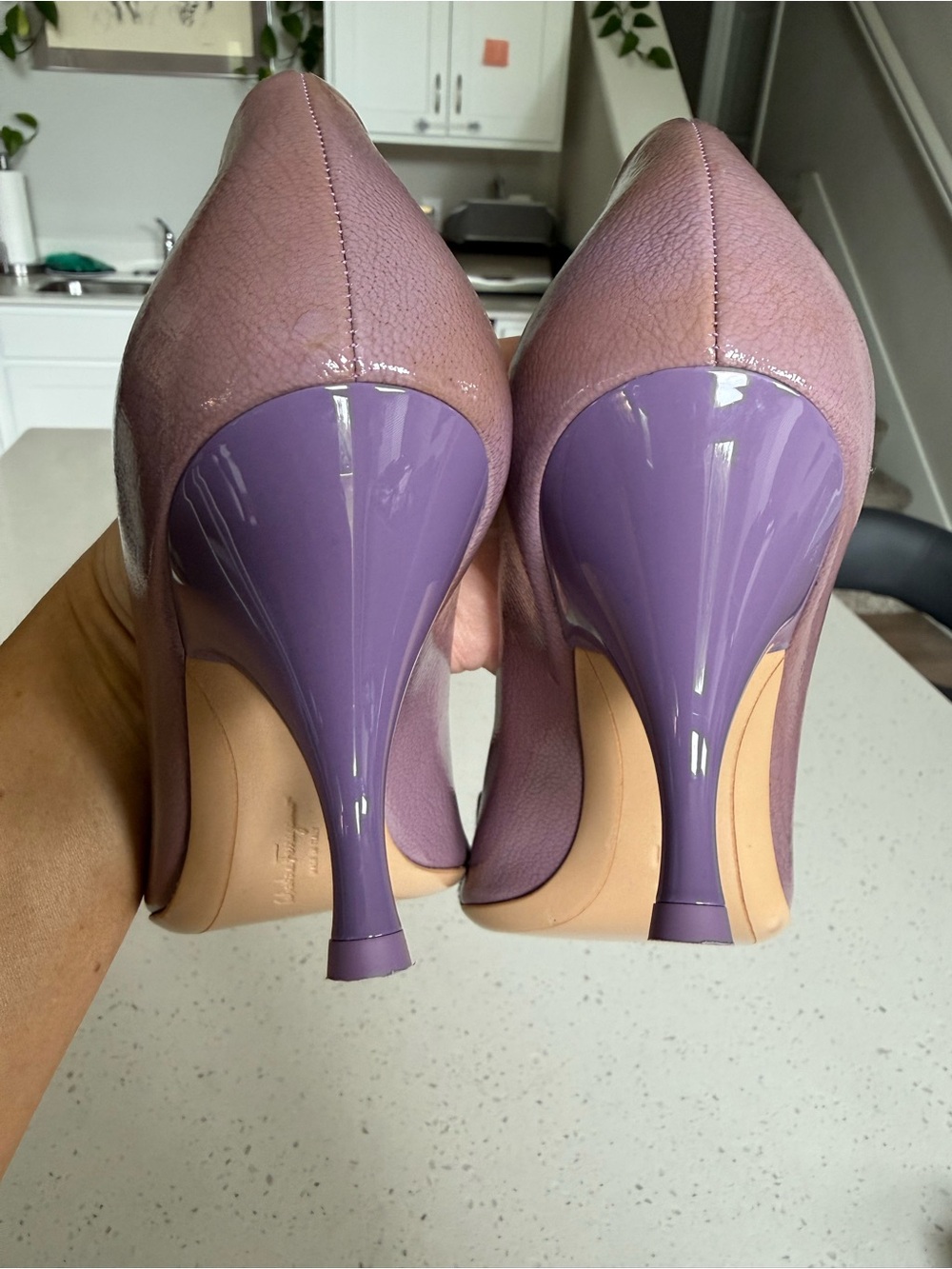 Salvatore Ferragamo Lilac Vara Bow Peep-Toe Pumps - Picture 13 of 16